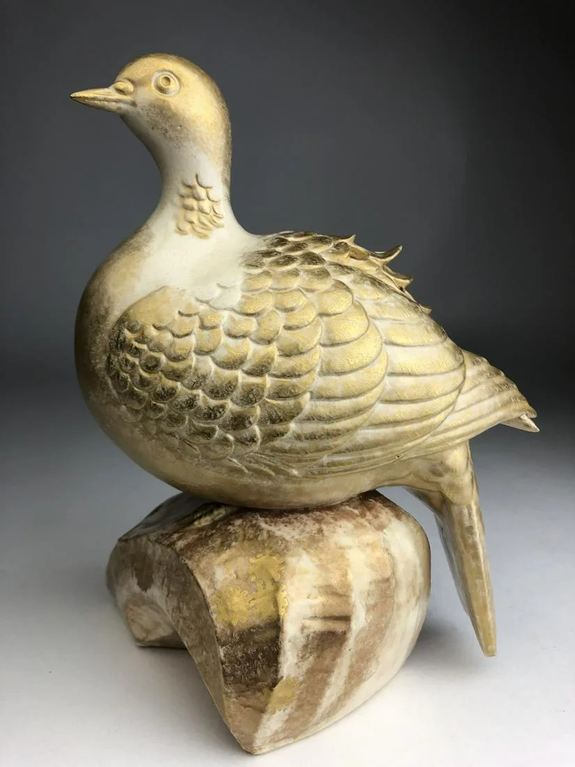 Makuzu Kozan Japanese porcelain gold enamel bird incens
