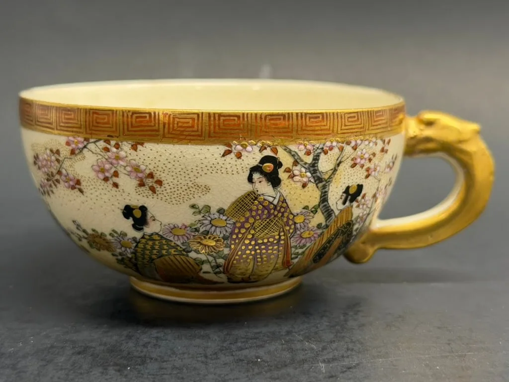 Japanese Meiji Period Satsuma Tea Cup Signed Kozan